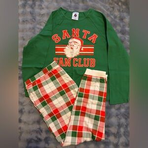 Santa Fan Club Pajamas - Green and Red Plaid